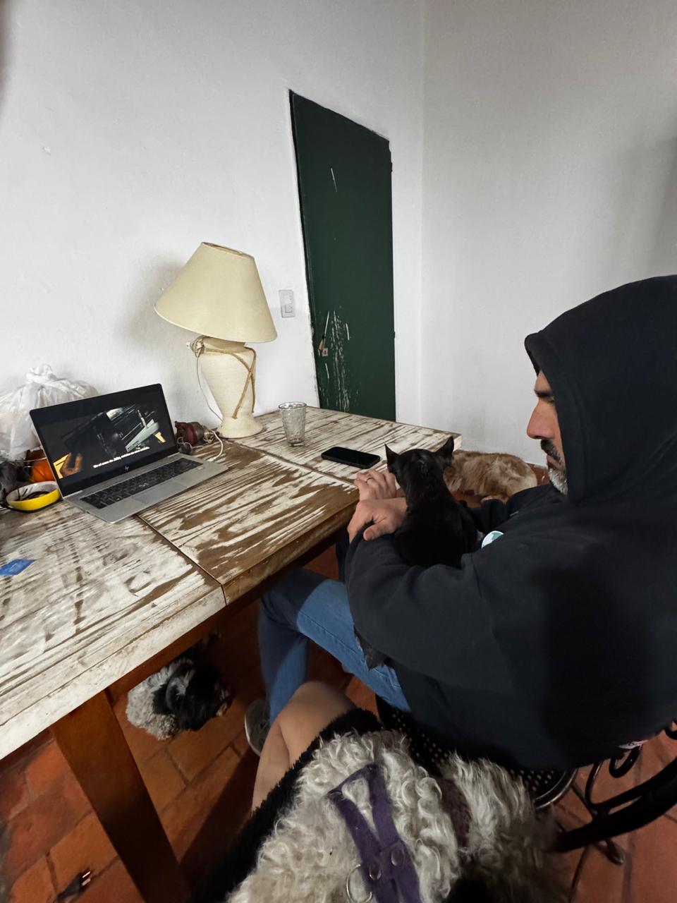 Momento cotidiano compartido con los perros en Artemisa